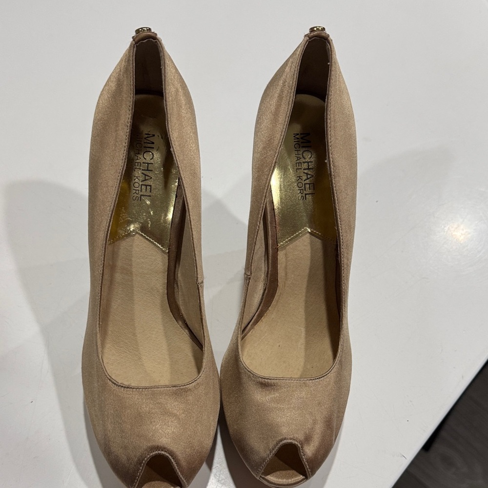 Michael Kors Tan Peep Toe Heels